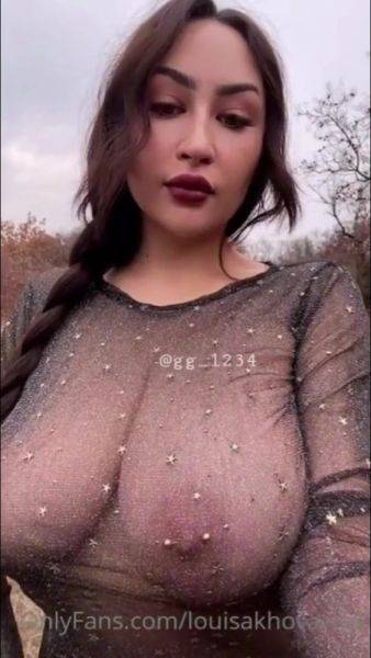 Busty Brunette Louisa Khovanski - Big natural tits outdoors - boob play compilation on cooltits.com