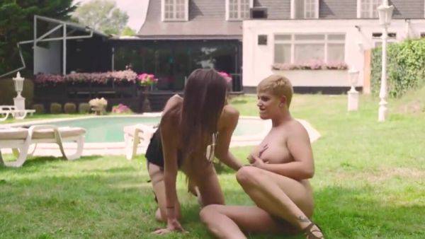 Busty mother fucks young daughter outdoor on cooltits.com