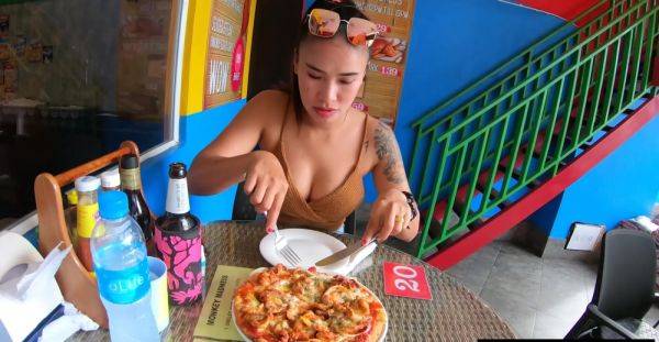 Pizza before making a homemade sex tape with his busty Asian girlfriend - Thailand on cooltits.com